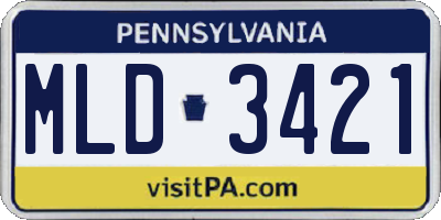 PA license plate MLD3421