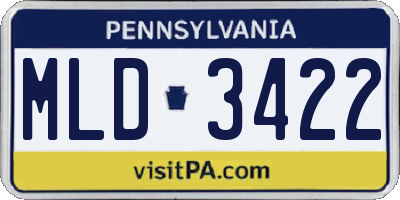 PA license plate MLD3422