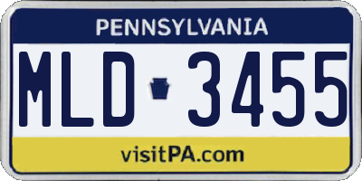 PA license plate MLD3455