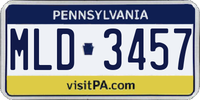 PA license plate MLD3457