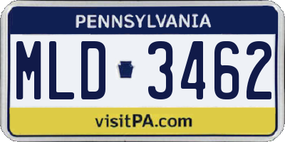 PA license plate MLD3462