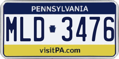 PA license plate MLD3476