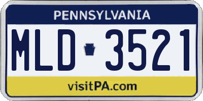 PA license plate MLD3521