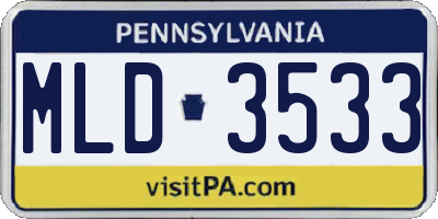 PA license plate MLD3533