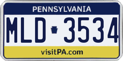 PA license plate MLD3534