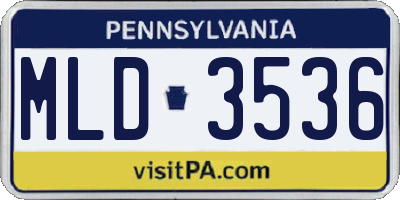 PA license plate MLD3536