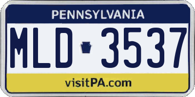 PA license plate MLD3537