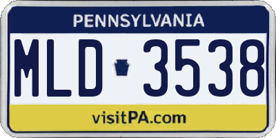 PA license plate MLD3538