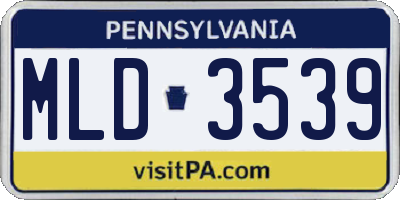 PA license plate MLD3539