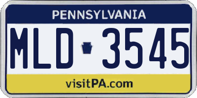 PA license plate MLD3545