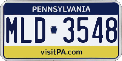 PA license plate MLD3548