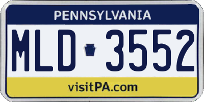 PA license plate MLD3552