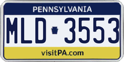 PA license plate MLD3553