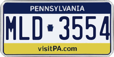 PA license plate MLD3554