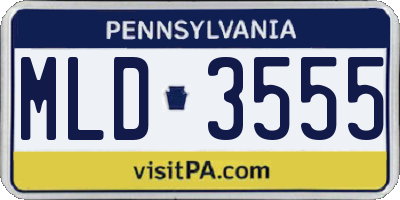 PA license plate MLD3555