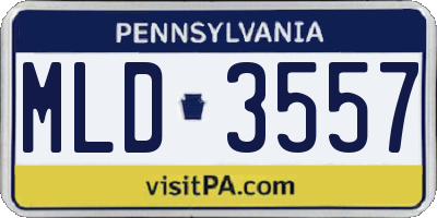 PA license plate MLD3557