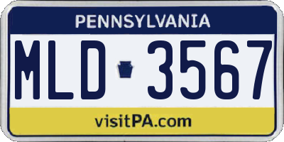 PA license plate MLD3567