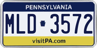 PA license plate MLD3572