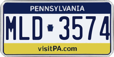 PA license plate MLD3574