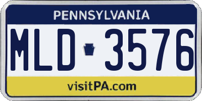PA license plate MLD3576
