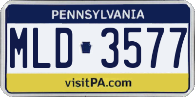 PA license plate MLD3577