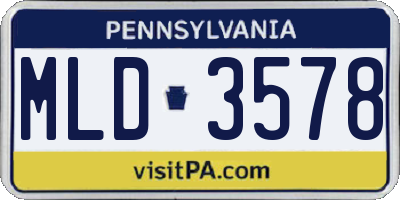 PA license plate MLD3578