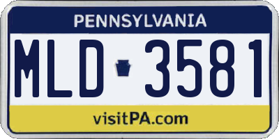 PA license plate MLD3581