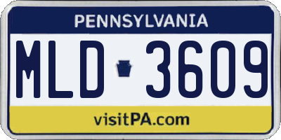 PA license plate MLD3609