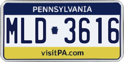 PA license plate MLD3616