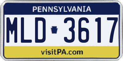 PA license plate MLD3617