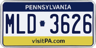 PA license plate MLD3626