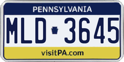 PA license plate MLD3645