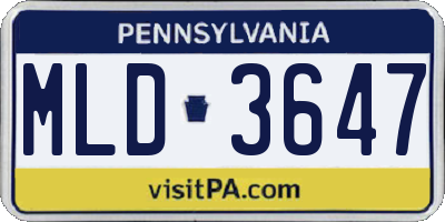 PA license plate MLD3647