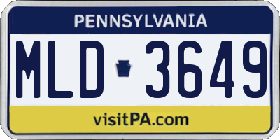PA license plate MLD3649