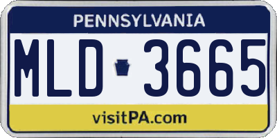 PA license plate MLD3665