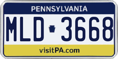 PA license plate MLD3668