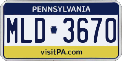 PA license plate MLD3670
