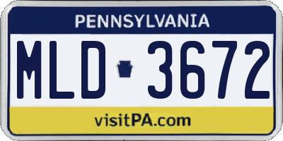 PA license plate MLD3672