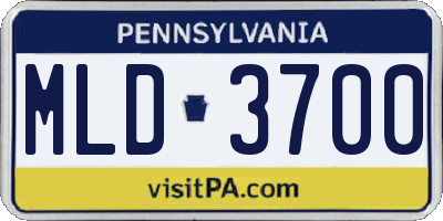 PA license plate MLD3700