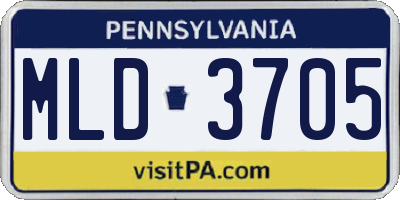PA license plate MLD3705