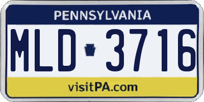 PA license plate MLD3716