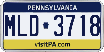 PA license plate MLD3718