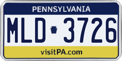 PA license plate MLD3726