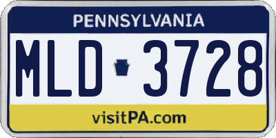 PA license plate MLD3728