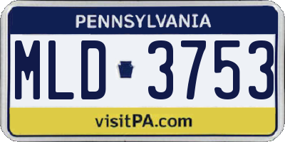 PA license plate MLD3753