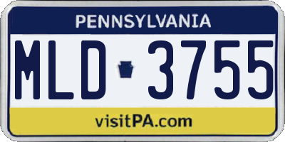 PA license plate MLD3755