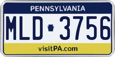 PA license plate MLD3756