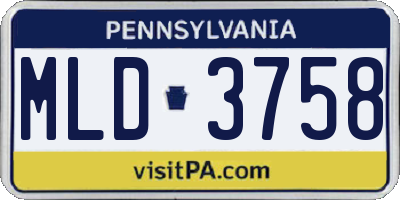 PA license plate MLD3758