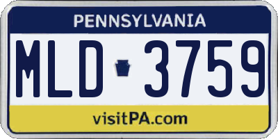 PA license plate MLD3759