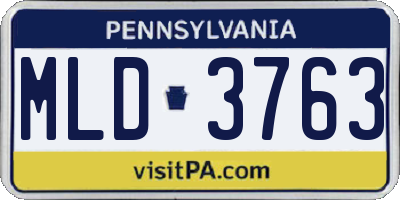 PA license plate MLD3763